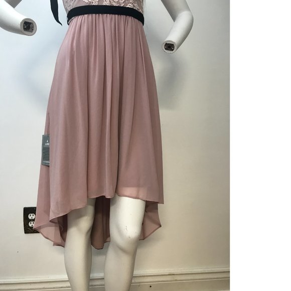 Le Chateau PLUS SIZE Dusty Rose Blush Pink Wedding Asymmetrical Summer Dress NWT - Picture 6 of 11